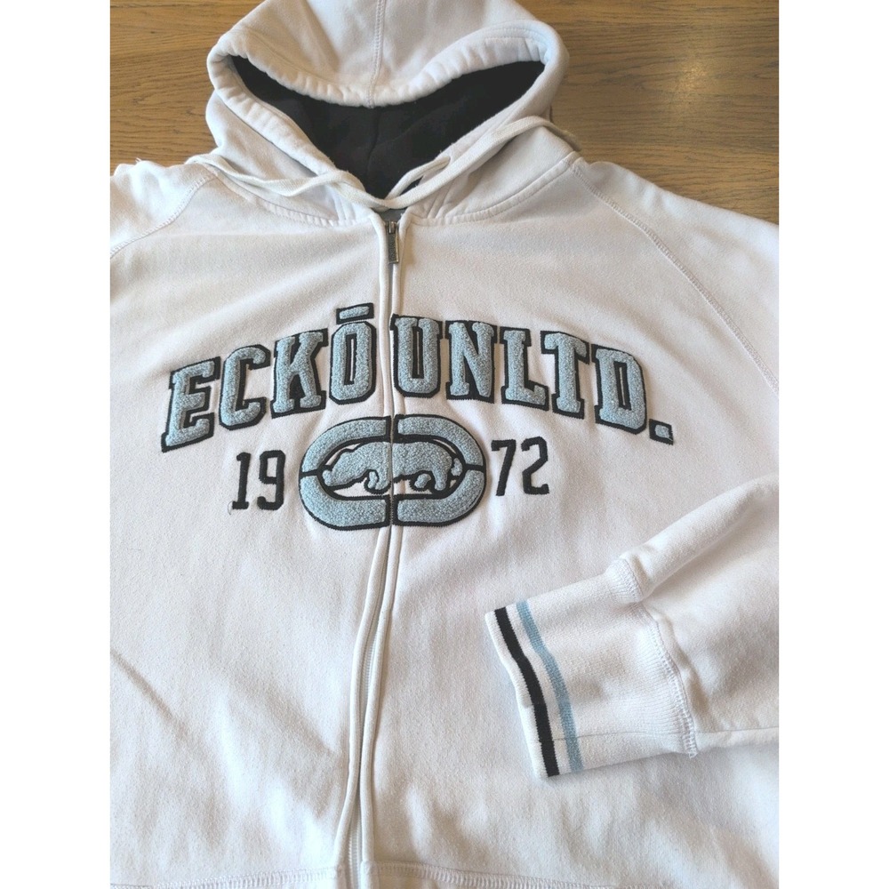 VINTAGE ECKO UNLIMITED HOODIE ZIP UP SWEATSHIRT MENS XXL Y2K 00S BAGGY SKATE EUC